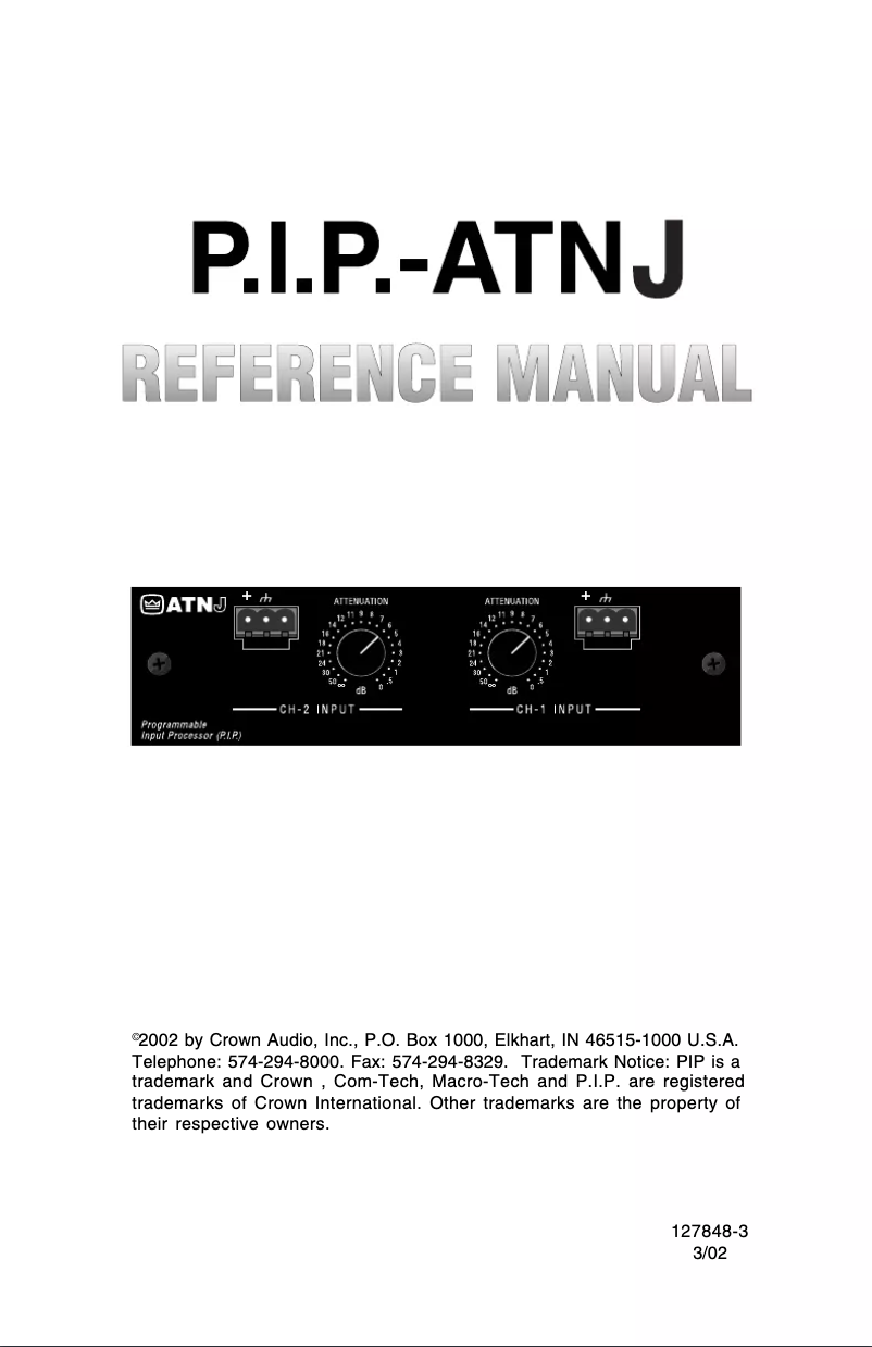 First page image of the manual for P.I.P.-ATNJ