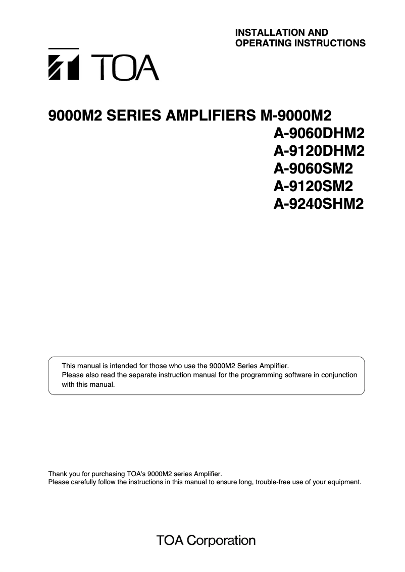 First page image of the manual for M-9000M2