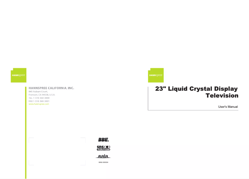 Page 1 of the manual User Manual Hannspree HANNSimpact