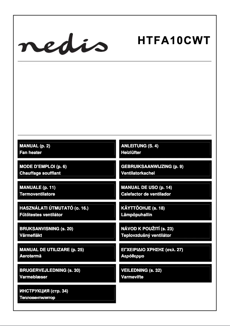 First page image of the manual for HTFA10CWT