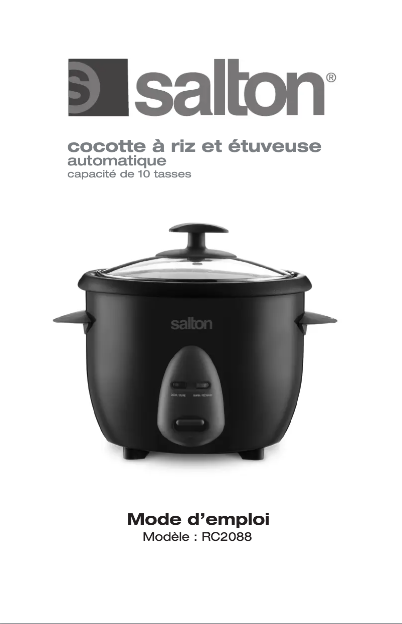 Page 1 of the manual User Manual Salton RC2088