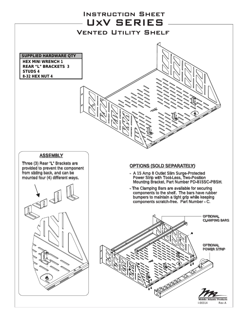 Page 1 of the manual User Manual Middle Atlantic U1V-4