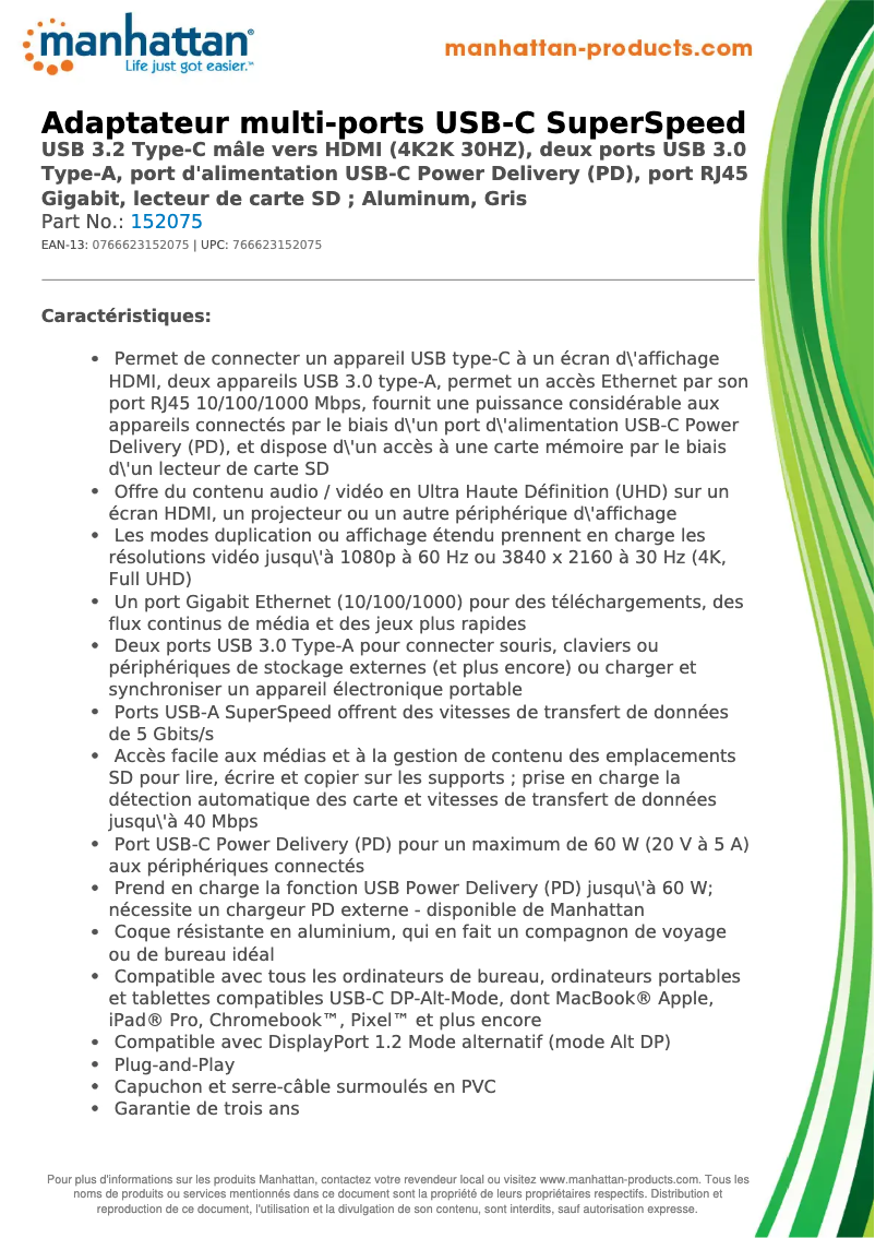 First page image of the manual for 152075