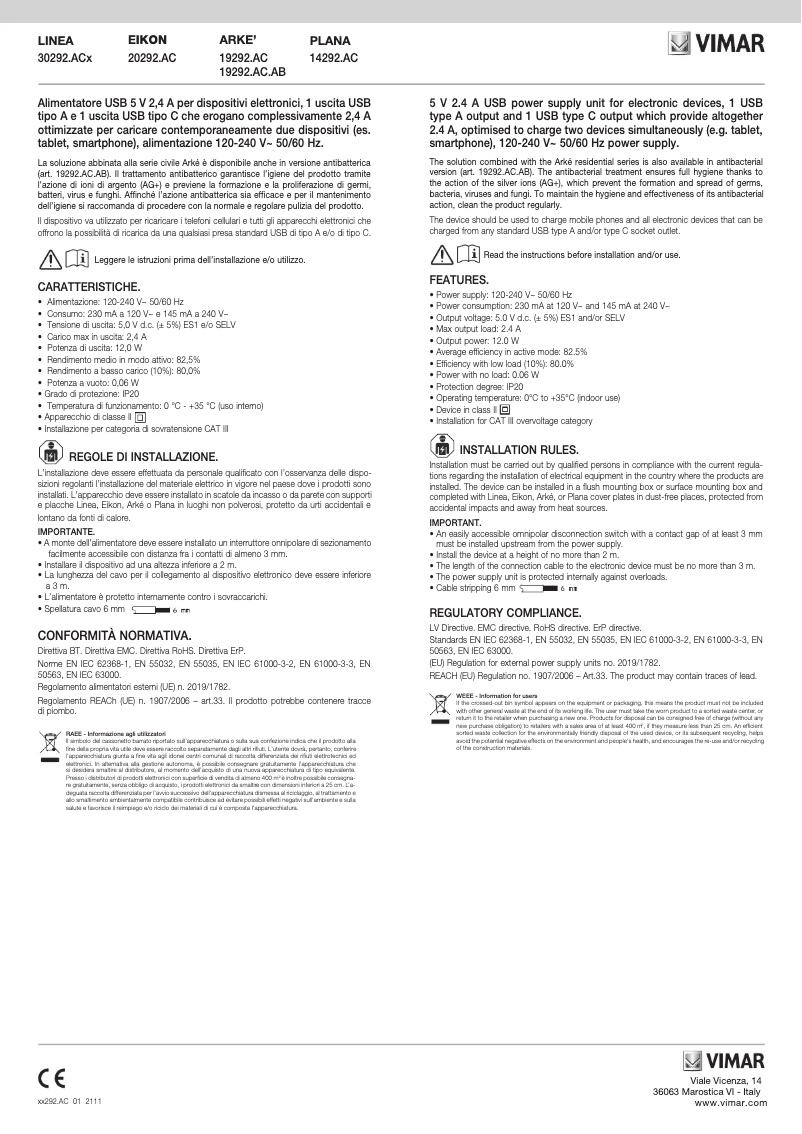 First page image of the manual for 14292.AC