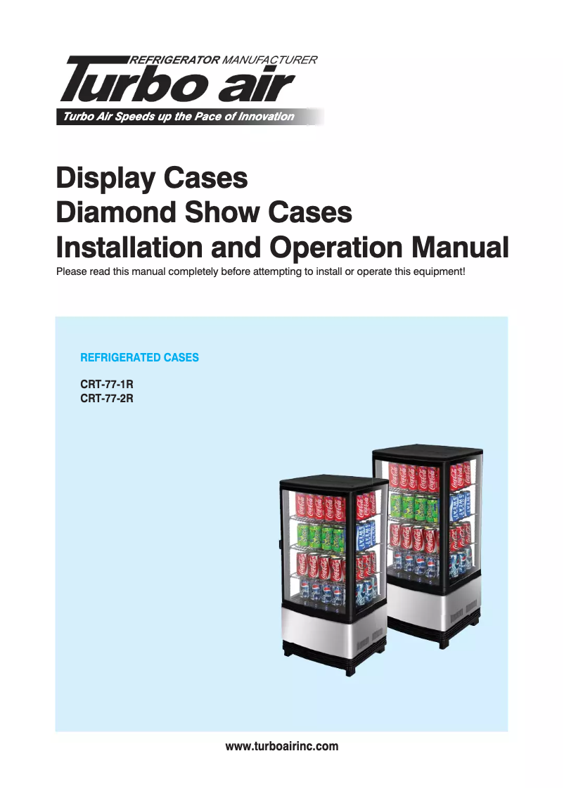 Page 1 of the manual Use and Maintenance Manual Turbo air CRT-77-1R
