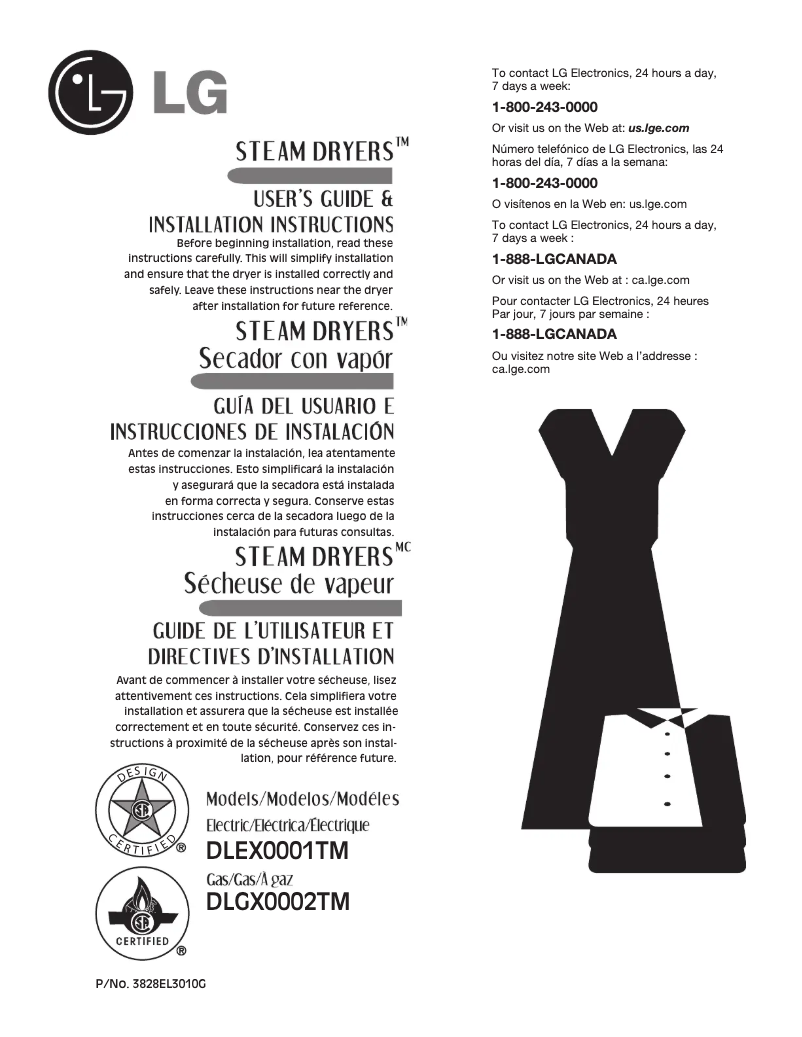 Page 1 of the manual User Manual LG DLEX0001TM