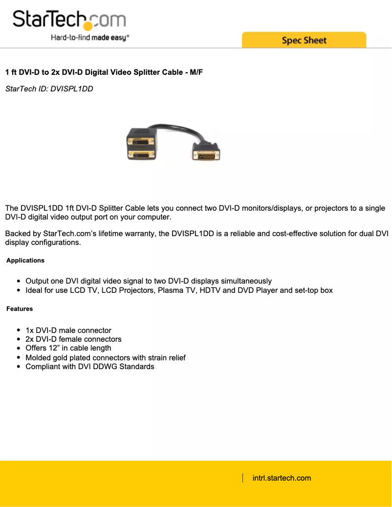 First page image of the manual for DVISPL1DD