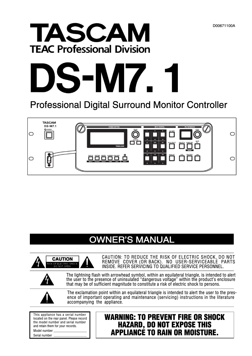 First page image of the manual for DS-M7.1