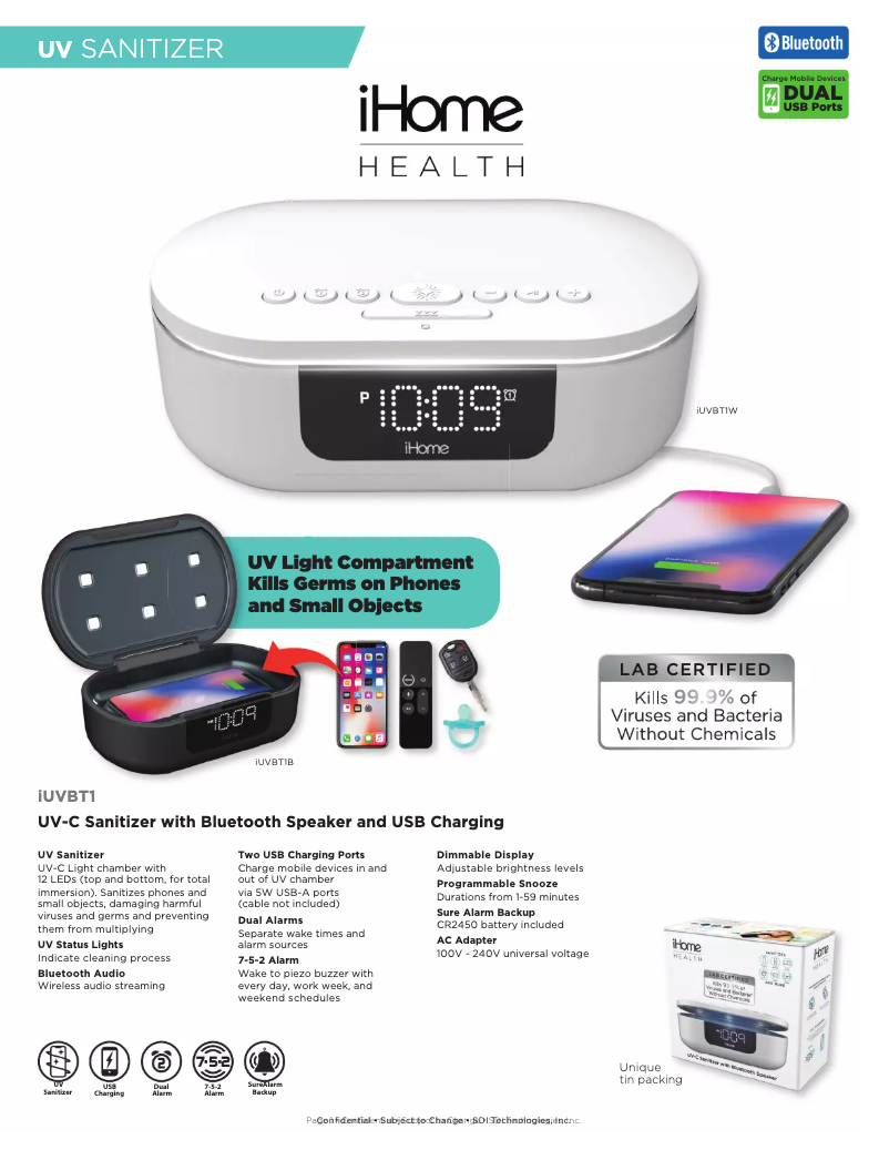 Page 1 of the manual User Manual iHome iUVBT1