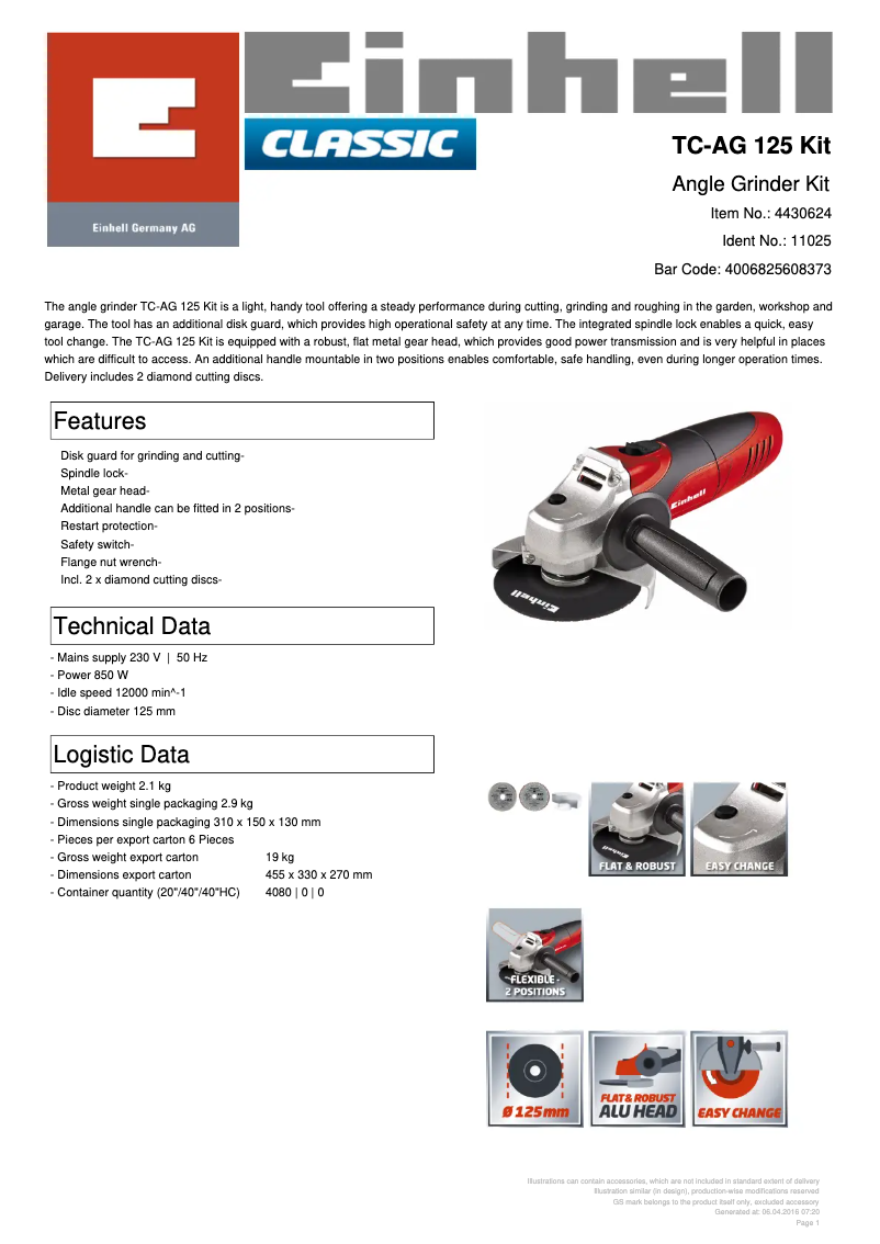 First page image of the manual for TC-AG 125 Kit