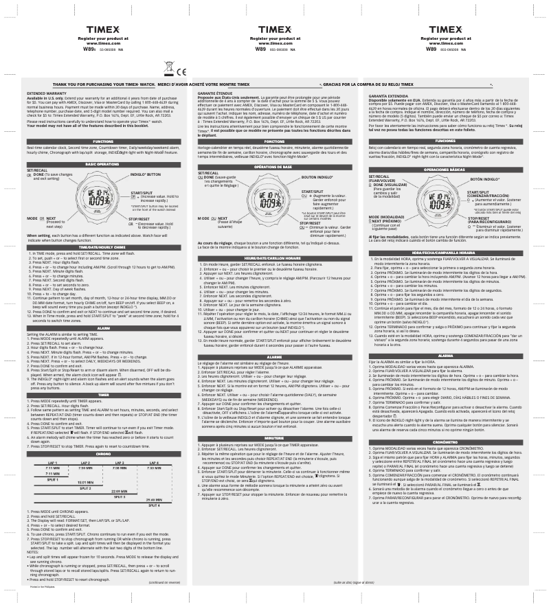 Page 1 of the manual User Manual Timex T5K740