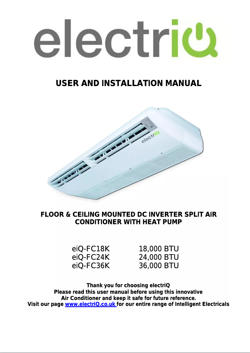 First page image of the manual for eiq-FC24K