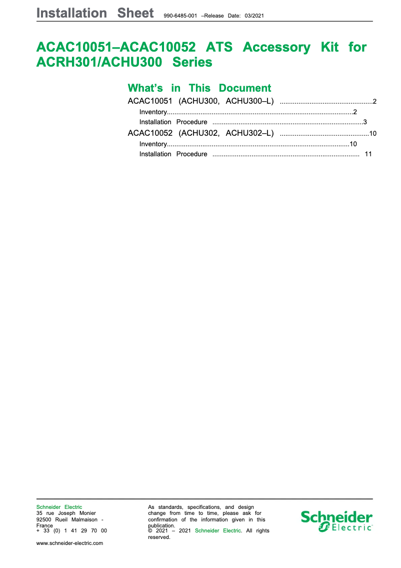 Page 1 of the manual User Manual APC ACAC10051
