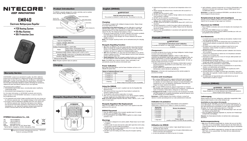 Page 1 of the manual User Manual Nitecore EMR40