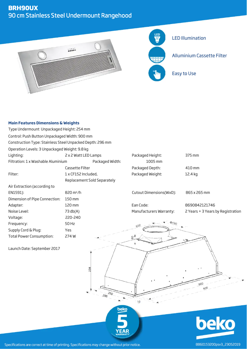 First page image of the manual for BRH90UX