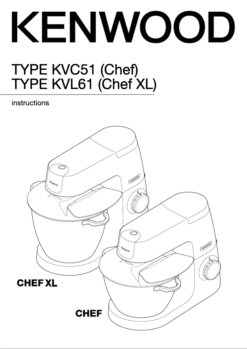 Page 1 of the manual User Manual Kenwood Chef XL KVL61