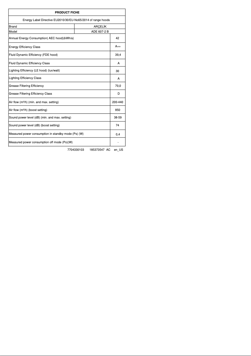 First page image of the manual for ADE 607-2 B