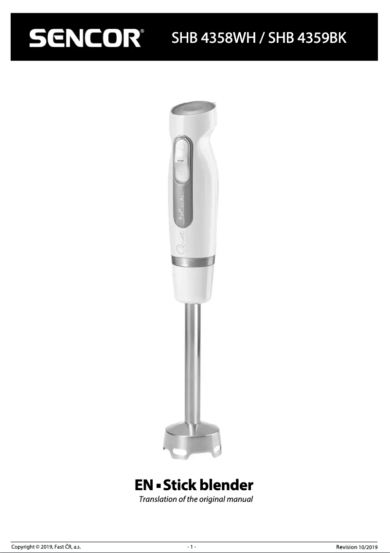 Page 1 of the manual User Manual Sencor SHB 4359BK