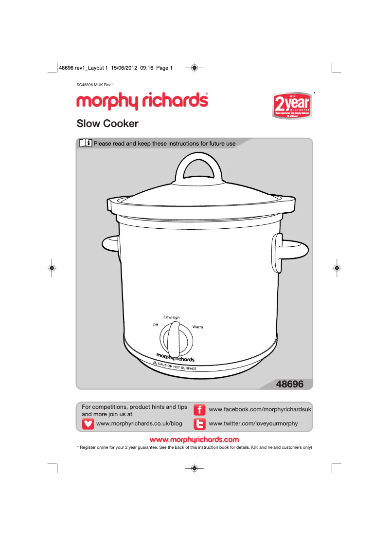 Page 1 of the manual User Manual Morphy Richards 48697
