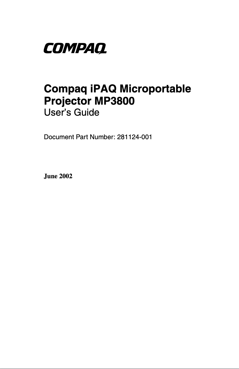 Page 1 of the manual User Manual Compaq MP3800 iPAQ