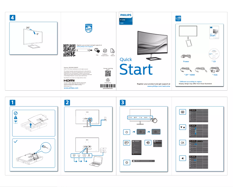 Page 1 of the manual Quick Start Guide Philips E Line 325E1C