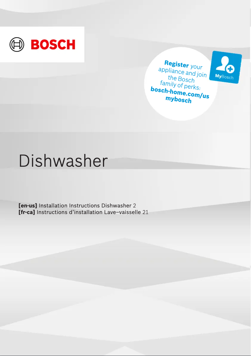 Page 1 of the manual Installation Guide Bosch SHV78B73UC