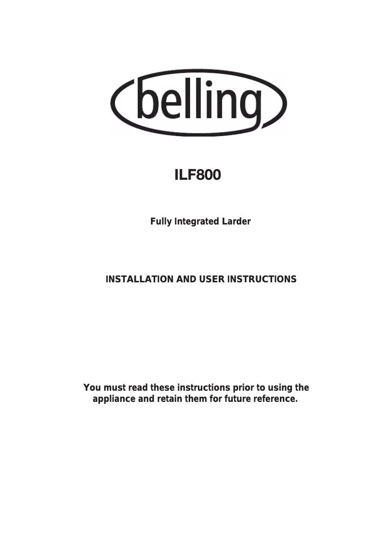 First page image of the manual for ILF800