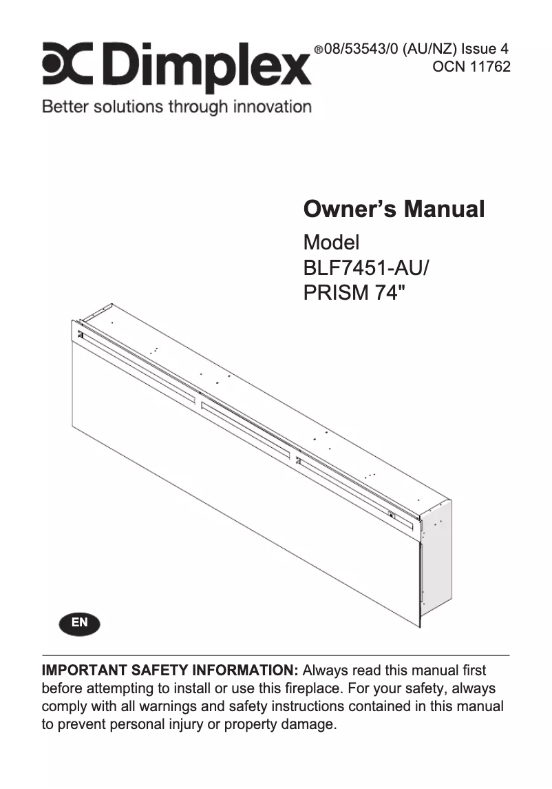 First page image of the manual for Prism BLF7451-AU