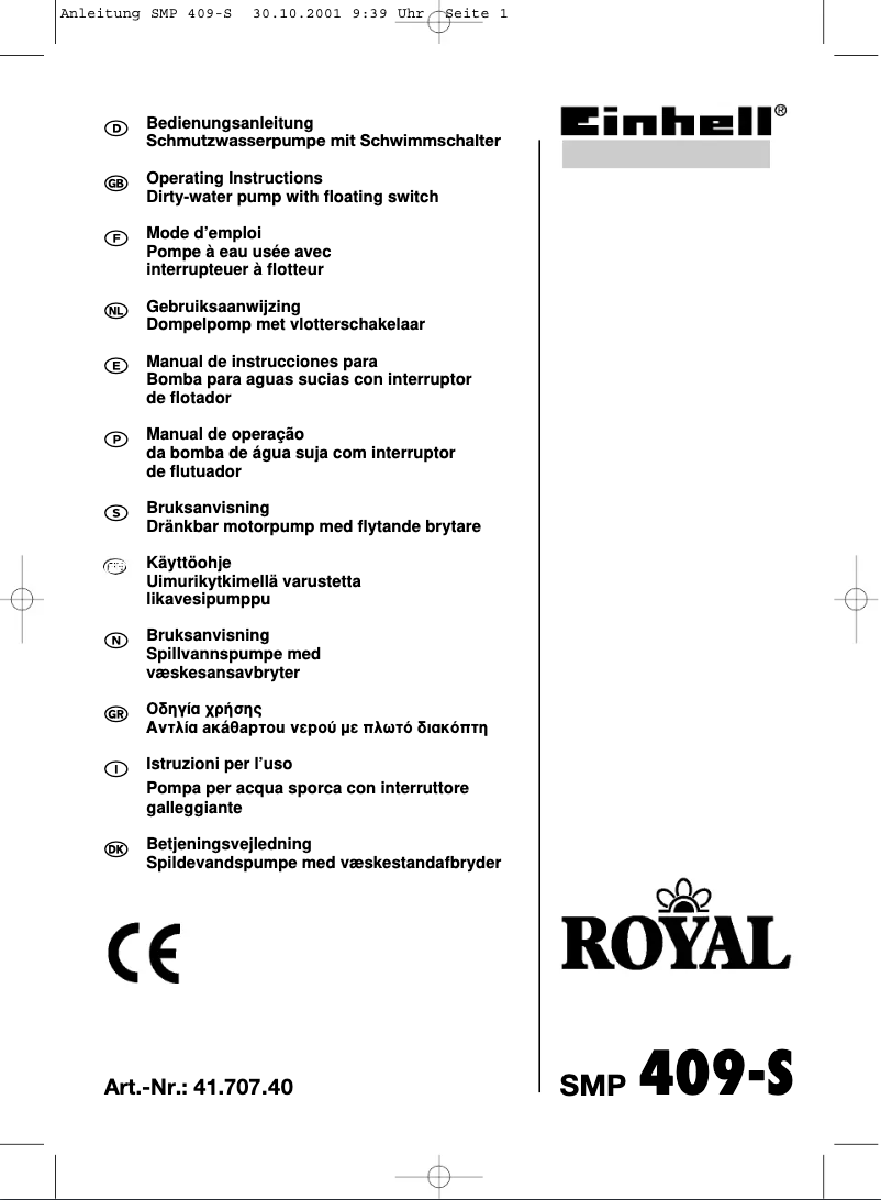 Page 1 of the manual User Manual Einhell BG-DP 1340 G