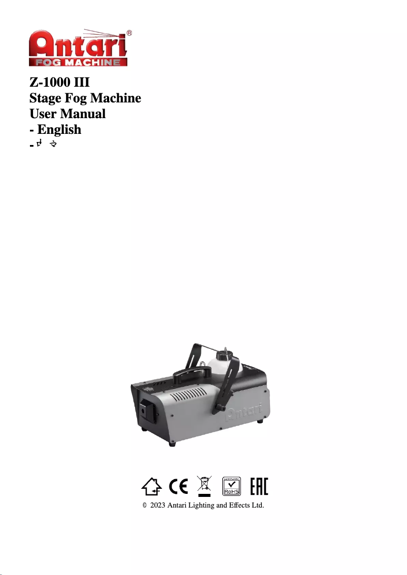 Page 1 of the manual User Manual Antari Z-1000 III