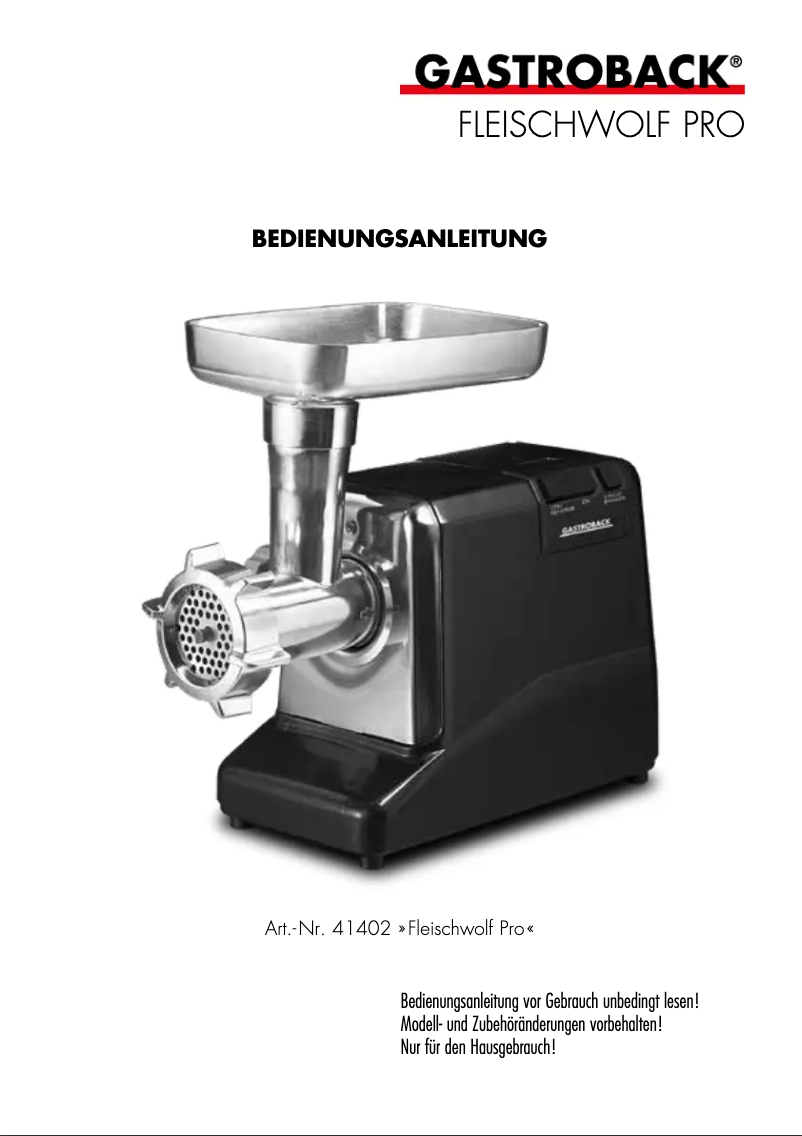 First page image of the manual for 41402