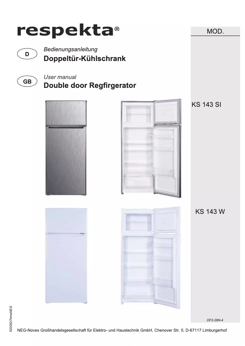 First page image of the manual for Franko KS143W