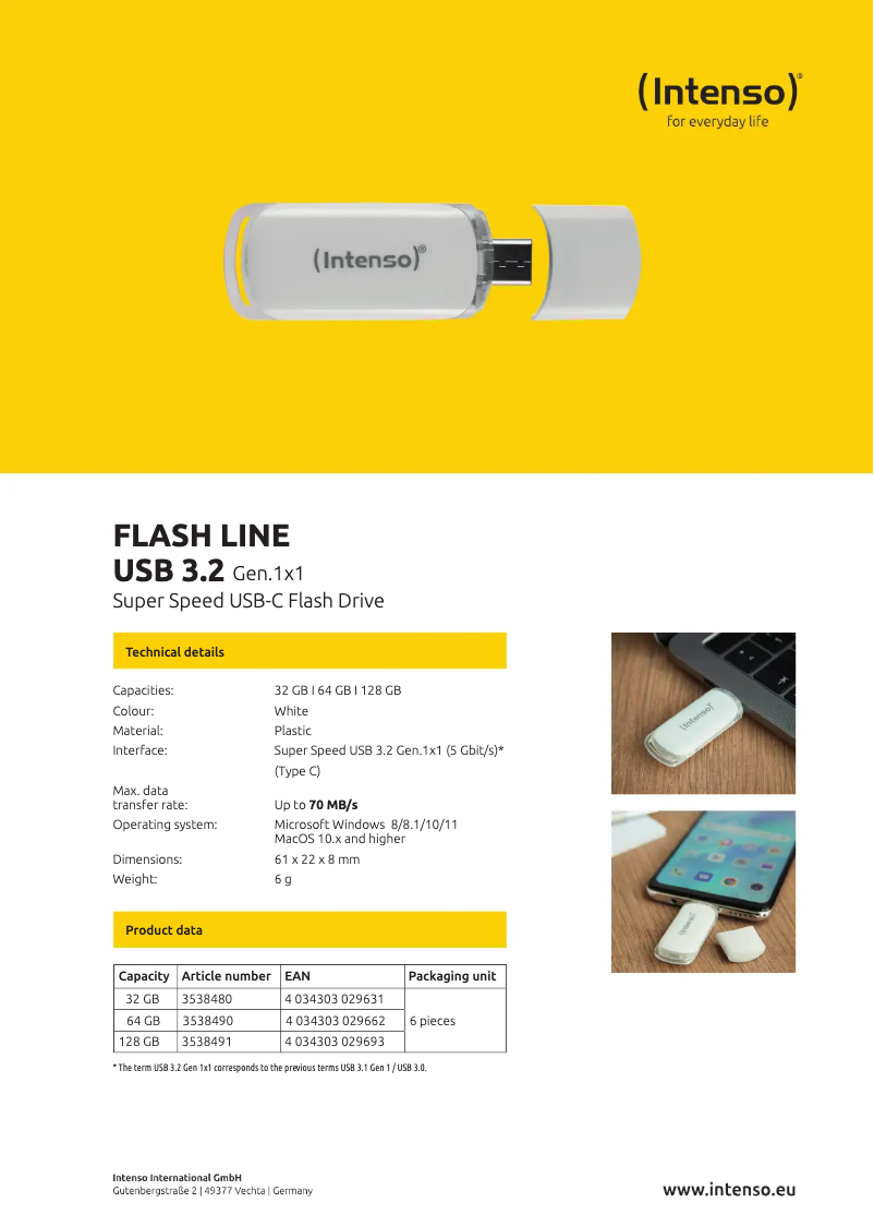 First page image of the manual for Flash Line USB 3.2