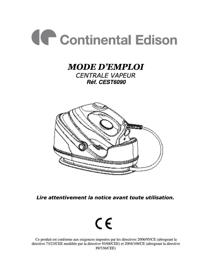 Page 1 of the manual User Manual Continental Edison CEST6090