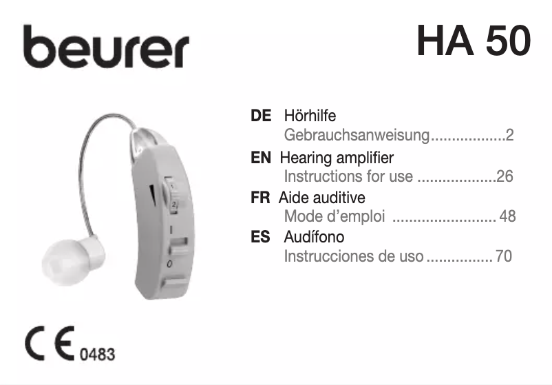 First page image of the manual for HA 50