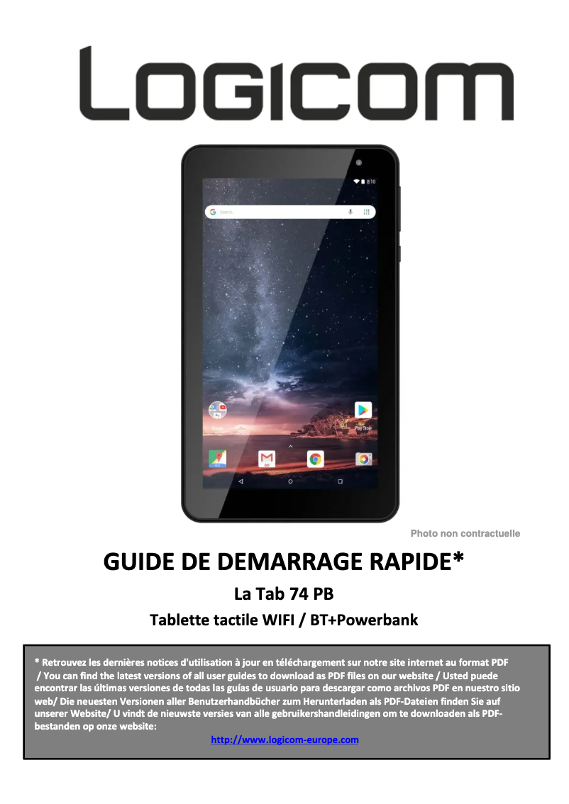 First page image of the manual for La Tab 74