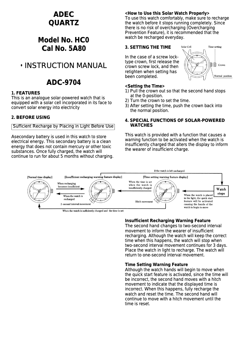 First page image of the manual for Cal 5A80