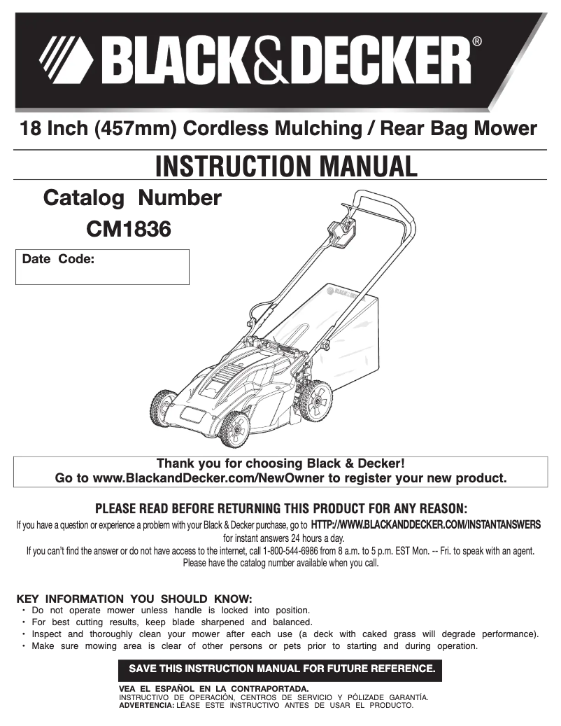 Page 1 of the manual User Manual Black & Decker CM1836