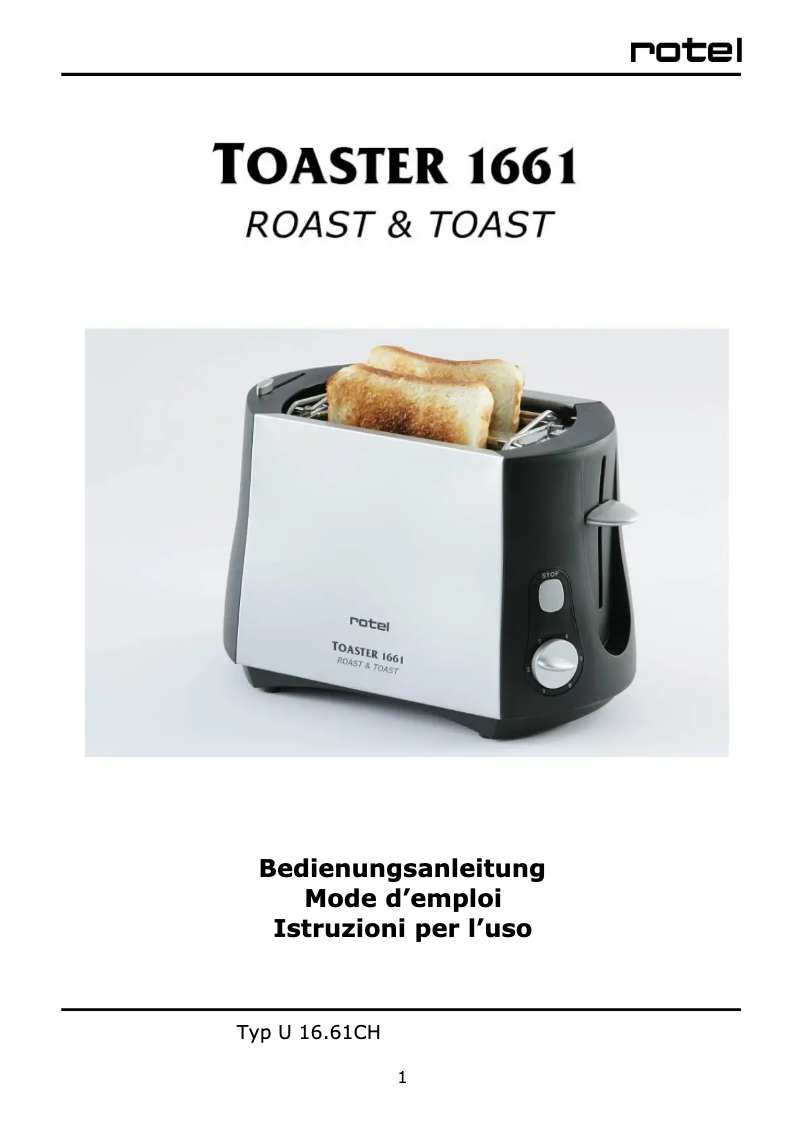 Page 1 of the manual User Manual Rotel 1661