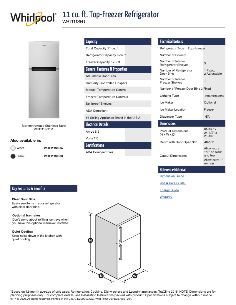 First page image of the manual for WRT111SFD