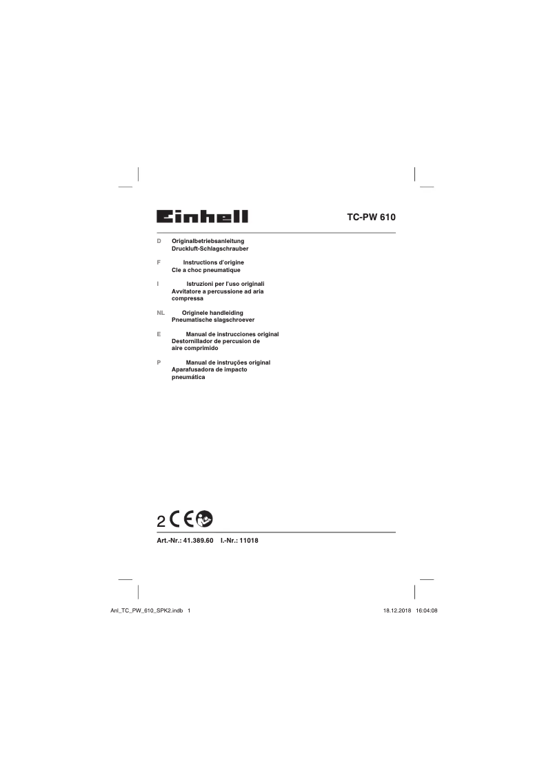 First page image of the manual for TC-PW 610 Compact