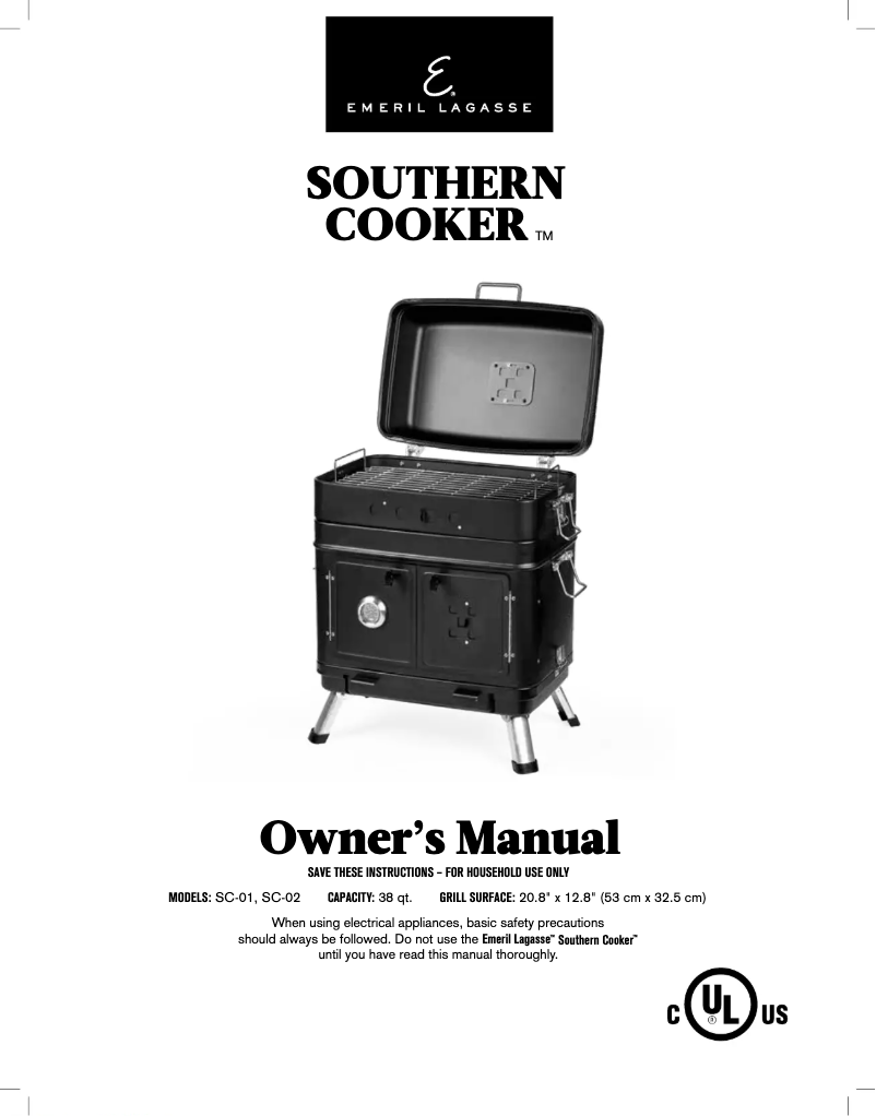 First page image of the manual for Southern Cooker SC-01