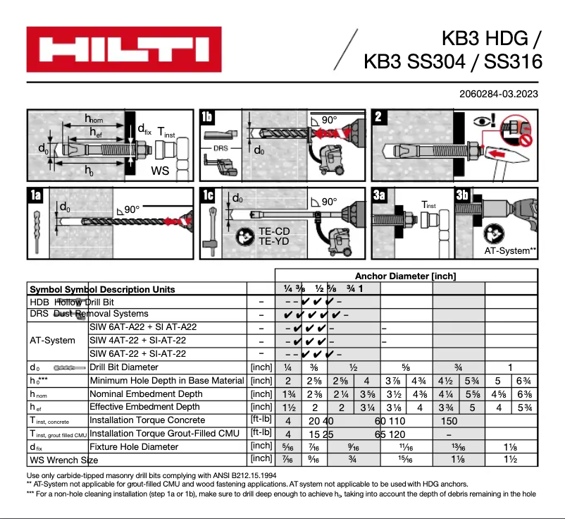 First page image of the manual for KB3 SS304