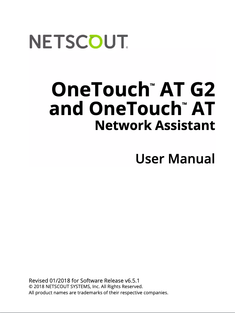 Page 1 of the manual User Manual NetAlly OneTouch AT G2