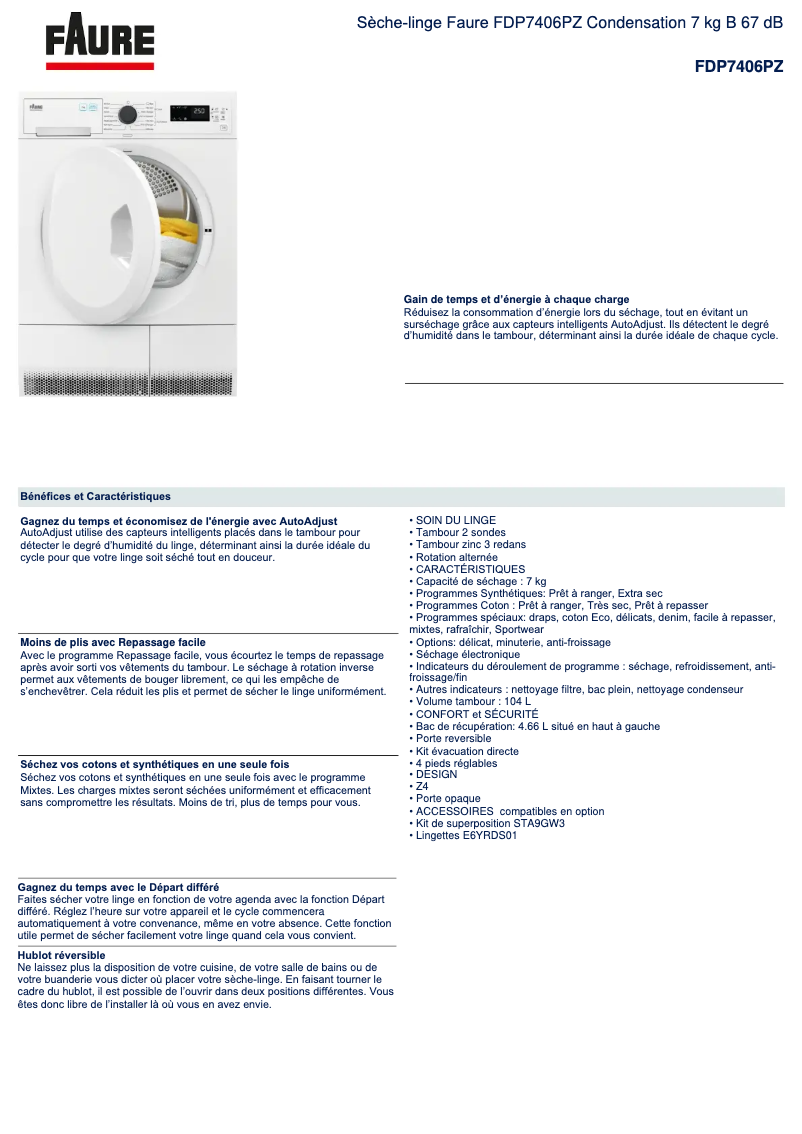 First page image of the manual for FDP7406PZ