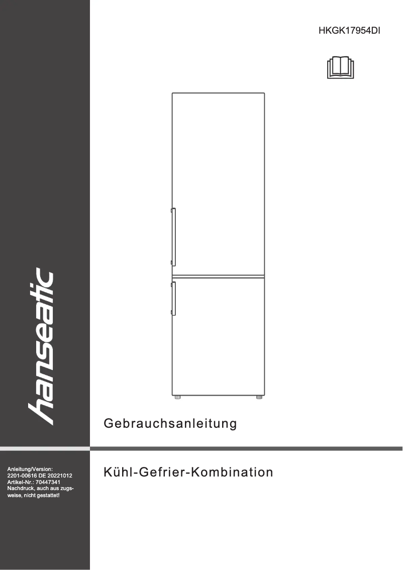 First page image of the manual for HKGK17954DI