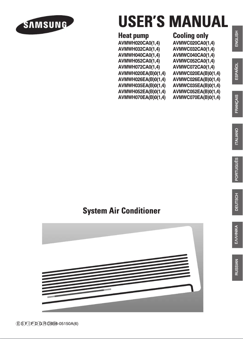 Page 1 of the manual User Manual Samsung AVMWH070EA4