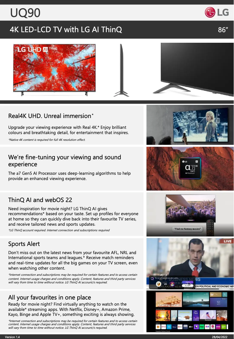 First page image of the manual for 86UQ9000PSD