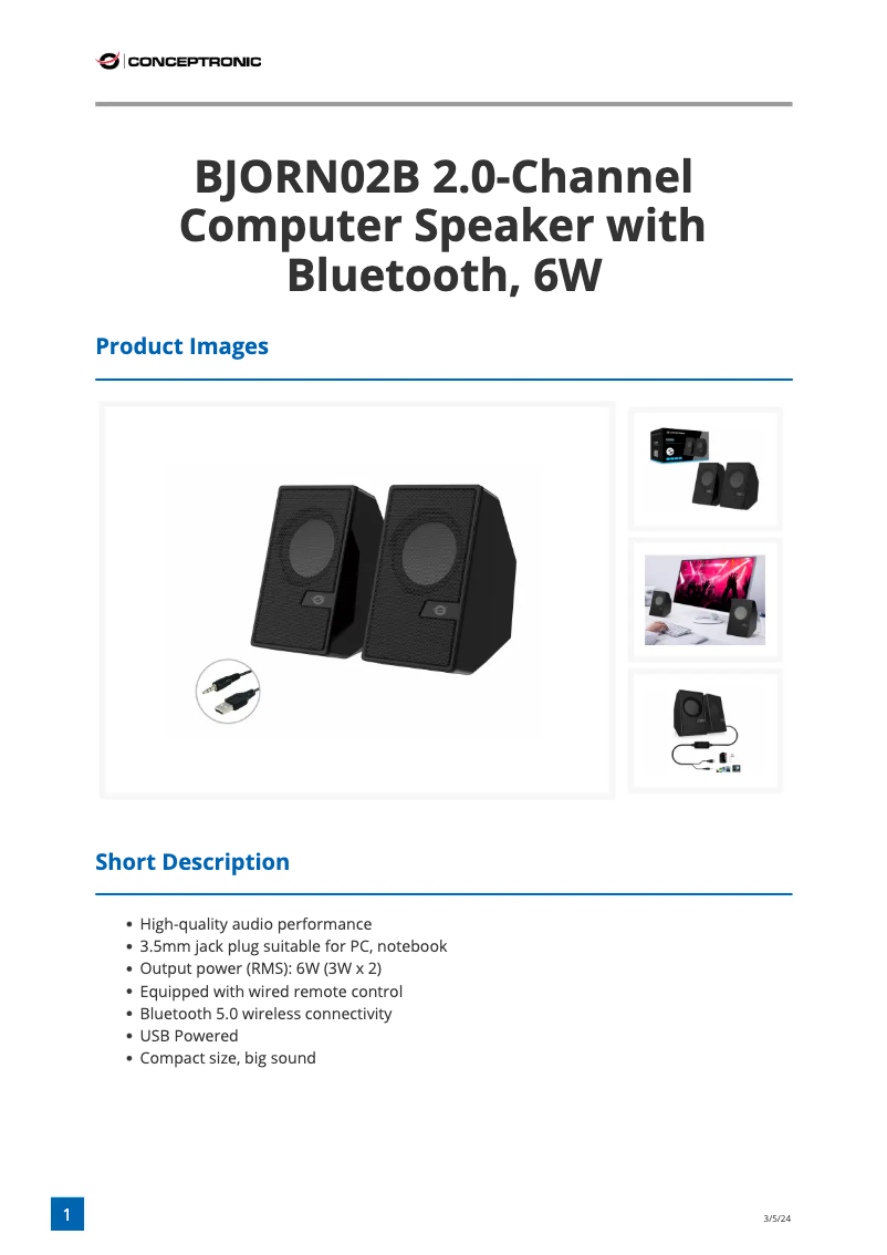 First page image of the manual for BJORN02B