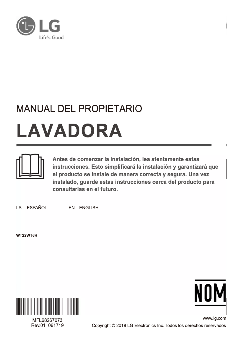 Page 1 of the manual User Manual LG WT22WT6H